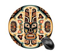 Ethnic Totem Round Mouse Pad 7.8 Inch, Portable Gaming Mouse Mat with Non-Slip Rubber Base & Smooth Surface, Waterproof Mousepad for PC, Laptop, Computer, Office, Home