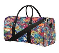 Ethnic Totem Splicing Foldable Travel Duffle Bag Waterproof Sports Gym Bag with Shoulder Straps