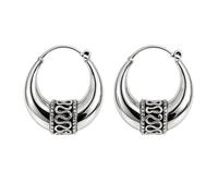 Ethnic Tribal 925 Sterling Silver Fine Handmade Hoop Earrings For Women & Teens Gypsy Boho Designer Fashion Hoop Earrings Jewellery By Artisan