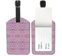 Ethnic Tribal Abstract Geometric Luggage Tags, Pu Leather Suitcase Luggage Tags with Privacy Protection Cover, Leather Tag Bags Label Holders Identifier, Men Women Holiday Accessories, Gifts for Her
