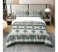 Ethnic Tribal Arrow 100% Cotton Duvet Cover Double, Aztec Western Bedding Set,African Tribe Exotic Dreamcatcher Feather Comforter Cover,Nordic Southwest Native Bed Sets with 2 Pillowcases