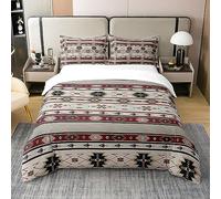 Ethnic Tribal Arrow 100 Percent Cotton Duvet Cover, Aztec Bedding Set King,Exotic Western Indian Tribe Comforter Cover,Geometric Triangle Stripes Bohemian Bed Sets with 2 Pillowcases