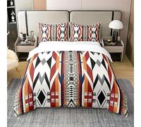 Ethnic Tribal Arrow Western 100 Percent Cotton Duvet Cover King,Bohemian Geometric Bedding Set,Southwestern Comforter Cover,Boho Vintage Aztec Bed Sets with 2 Pillowcases Bedroom Decor,Red Brown