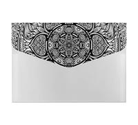 Ethnic Tribal Bohemian Indian Paisley Tattoo Mandala Flower Monochrome 6 Pockets Expanding File Organizer, File Manager Flap and Snap Button Closure for Student Teacher Doctor School 13 x 9.1 inch