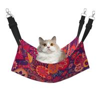 Ethnic Tribal Classics Floral Cat Hammock for Cage Hanging Soft Pet Hammock Bed with Adjustable Straps and Metal Hooks Reversible Double Sided Hanging Bed Soft Sleeping Hammock for Cats