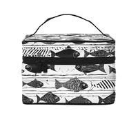 Ethnic Turtle Striped Print -Print Waterproof Cosmetic Bag for Travel & Gym - Large Makeup Organizer Compartments, Premium Twill Fabric, Leak-Proof Design