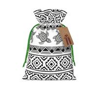 Ethnic Turtle Striped Print Reusable Drawstring Pouch,Perfect For Birthdays,Anniversaries,And Parties