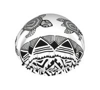Ethnic Turtle Striped Shower Caps Women Men Reusable Waterproof Non-Slip Quick-Dry Hair Large Cap Long Short Hair