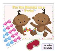Ethnic Twins Baby Shower Game - Pin the Dummy on a TWIN! (20 Dummies WITH Blindfold (ETHNIC TWINS), UNISEX)