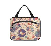 Ethnic Wind Colorful Birds and Flowers Hanging Toiletry kit for Men with Hook, Designer Portable Makeup Bag for Women Vacation bolso de maquillaje para Mujer L