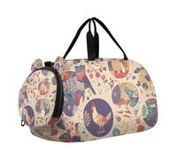 Ethnic Wind Colorful Birds and Flowers Small Gym Bag with Shoes Compartment Multifunctional Weekend Overnight Carry on Bag for Boys and Girls