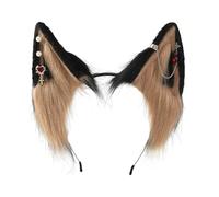 Ethnic Wolf Ears Shape Headband with Alloy Earring Decor Hair Hoop Adult Live Broadcast Easter Party Headpiece Ear Kids Size Makeup for Washing Face Headbands for Girls Party Headbands for Girls