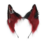 Ethnic Wolf Ears Shape Headband with Alloy Earring Decor Hair Hoop Adult Live Broadcast Easter Party Headpiece Cosplay Hair Accessories Wolf Foxes Ears Hairband Anime Cosplay Halloween Hairhoop