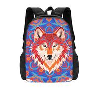 Ethnic Wolf Floral Navy Laptop Backpack Purse Hiking Daypacks