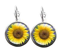 Ethnic Women Dangle Earrings Tree/Sunflower/Butterfly Peacock Feathers Art Picture Handmade Earrings Vintage Jewelry