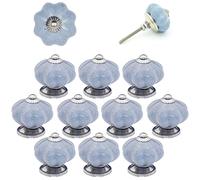 ETHNICITI Pack of 10 Pumpkin Grey Crackle 40mm Ceramic Door Knobs Vintage Shabby Chic, Wardrobe Cabinet Cupboard Drawer Interior Furniture Pulls Handles Bedroom Dresser Lounge Kitchen