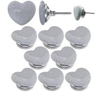 ETHNICITI Pack of 8 Heart Grey Crackle 40mm Ceramic Door Knobs Vintage Shabby Chic, Wardrobe Cabinet Cupboard Drawer Interior Furniture Pulls Handles Bedroom Dresser Lounge Kitchen