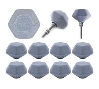 ETHNICITI Pack of 8 Hexagonal Grey Crackle 40mm Ceramic Door Knobs Vintage Shabby Chic, Wardrobe Cabinet Cupboard Drawer Interior Furniture Pulls Handles Bedroom Dresser Lounge Kitchen