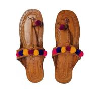 EthnicVibes Women's Kolhapuri Soft Leather Chappal Ethnic Indian Jutti Khussa ST5270 Flat Shoes US Size 6-11, St 70, 5 UK