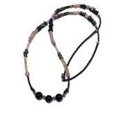 Ethnos Barcelona Black Onyx and African Glass Beads Long Necklace Length 92cm