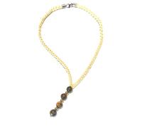 Ethnos Barcelona Tiger's Eye and Macrame Necklace - Length: 42.5cm