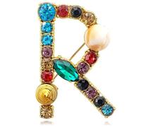 ETHOON Letter Brooch Pins Initial Colorful Rhinestone Resin Brooch for Women Crafts Breastpin Gold A-Z, Rhinestone, alloy