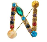 ETHOON Letter Brooch Pins Initial Colorful Rhinestone Resin Brooch for Women Crafts Breastpin Gold A-Z, Rhinestone, alloy