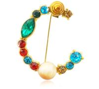 ETHOON Letter Brooch Pins Initial Colorful Rhinestone Resin Brooch for Women Crafts Breastpin Gold A, Rhinestone, alloy,