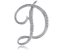 ETHOON Letter Brooch Pins Initial Personalized Crystal Rhinestone Brooch Crafts Silvery A-Z, cubic-zirconia
