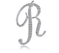 ETHOON Letter Brooch Pins Initial Personalized Crystal Rhinestone Brooch Crafts Silvery A-Z, Rhinestone, cubic-zirconia