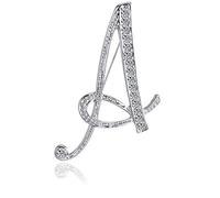 ETHOON Letter Brooch Pins Initial Rhinestone Brooch Corsage Crafts for Women Silvery A