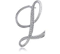 ETHOON Letter Brooch Pins Initial Rhinestone Brooch Corsage Crafts for Women Silvery L