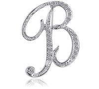 ETHOON Letter Brooch Pins Initial Rhinestone Brooch for Women Corsage Crafts Silvery B