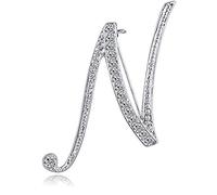 ETHOON Letter Brooch Pins Initial Rhinestone Brooch for Women Crafts Silvery A-Z, Metal,