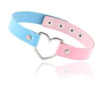 ETHOON Love Heart Adjustable Leather Choker Punk PU Necklace Goth Choker Soft Collar Chain for Women, Leather Metal