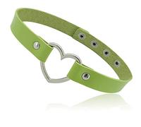 ETHOON Love Heart Choker PU Leather Choker Necklace Goth Choker Collar Chain Green