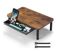 ETHU 3-Tier Monitor Stand Riser with Storage Drawer, Solid Wood Desktop Organiser with 3 Height Settings, Ergonomic Computer Monitor Shelf for Home Office Desk, Fits Laptop PC iMac Printer (Walnut)