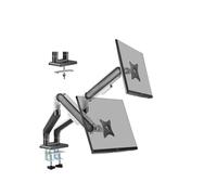 ETHU Dual Monitor Arm Desk Mount for 17 to 35 inch Screens, Tool Free Height Adjustable Monitor Stand with Tilt Swivel Rotate, 75 & 100mm VESA Mount, Load 13kg, C-clamp & Grommet Options