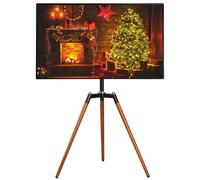 ETHU Easel TV Stand Tripod, Solid Beech Wood TV Floor Stand for 32-65 inch TVs, Height Adjustable Display Stand with 140° Swivel, Universal Corner TV Stand for Living Room