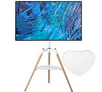 ETHU Easel TV Stand Tripod, Solid Beech Wood TV Floor Stand with Media Shelf for 32-65 inch TVs, Height Adjustable Display Stand with 140° Swivel, Universal Corner TV Stand for Living Room