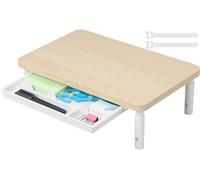 ETHU Monitor Stand Riser with Storage Drawer, Solid Wood Desktop Organiser with 3 Height Settings, Ergonomic Computer Monitor Shelf for Home Office Desk, Fits Laptop PC iMac Printer (Oak)