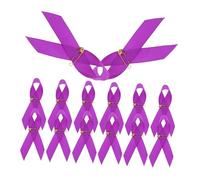 ETHZZLE 100PCS Purple Awareness Ribbon Lapel Pins for Domestic Violence and Pancreatic Cancer Support Satin Polyester with Secure Clasp Lightweight Reusable Pins for Memorials Events and