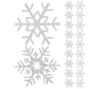 ETHZZLE 20pcs Snowflake Sew Patches for Clothing DIY Fabric Appliques for Winter Crafts Hair Accessories and Jeans Repair Easy to Cut and Sew Silver Branch and Star Designs