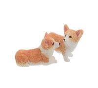 ETHZZLE 2pcs Mini Corgi Resin Figurines Cute Puppy Animal Statues Lightweight Desktop Car Shelf Decorations Versatile Miniature Dog Cake Toppers for Home Office