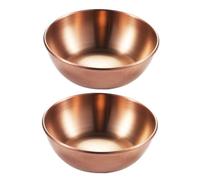 ETHZZLE 2pcs Stainless Steel Round Sauce Dishes Rose Gold Appetizer Serving Tray for Condiments Seasoning Bowl with Smooth Edges for Sushi Dumplings and Desserts