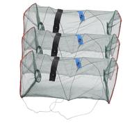 ETHZZLE 3Pcs Folding Fish Trap Net with Double for Crab and Minnow Spring-loaded Bait Cage for Outdoor Fishing Practical Cast Net for Crawfish and Eel Catching Random Color