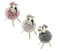 ETHZZLE 3pcs Handmade Wool Felt Sheep Shape Jewelry Craft Accessories Lightweight Clothing Decorations for DIY Fashion with Pink Gray White Colors