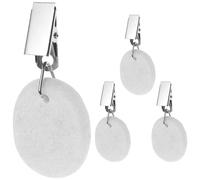 ETHZZLE 4pcs Marble Tablecloth Weights with Clips Smooth Stone Decorative Table Cover Clips for Outdoor Picnic Camping Windproof and Easy to Install Table Cloth Holders