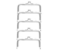 ETHZZLE 5pcs Square Silver Purse Metal Bag Making Hardware for DIY Handbag Craft Accessories with Decorative Beads Rust Resistant Wallet Clasp