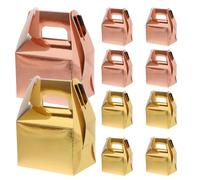 ETHZZLE 60pcs Wedding Candy Boxes with Handles Rose Gold Gold Mini Packaging Portable Favor Cases for Bridal Showers Showers Birthdays Party Treat Boxes Elegant Handheld Goodie Bags